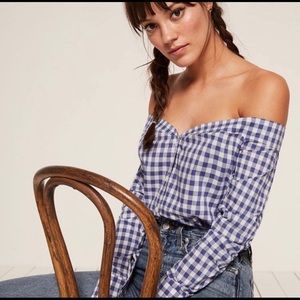 Reformation Derby Blue Gingham Top